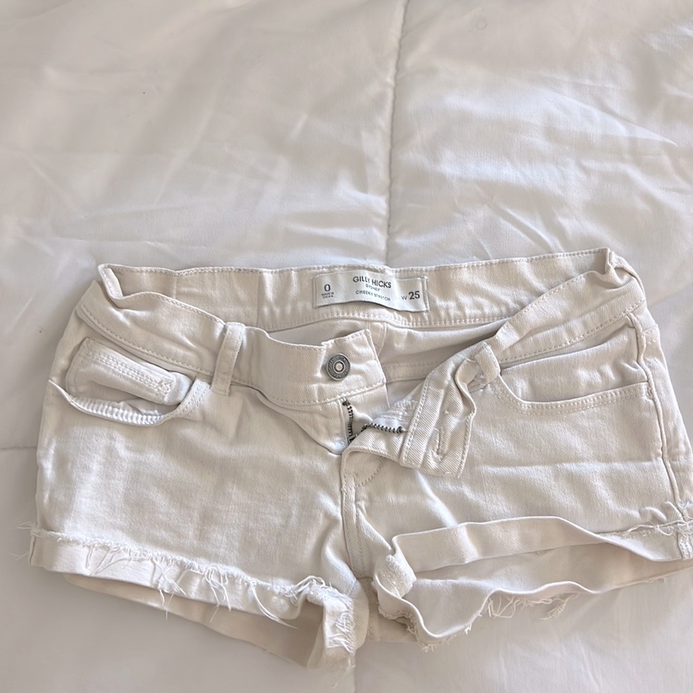 Gilly Hicks cheeky stretch white denim low rise shorts